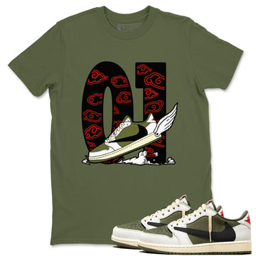 Fly To The Clouds Sneaker Tees - Air Jordan 1 Travis Scott Medium Olive