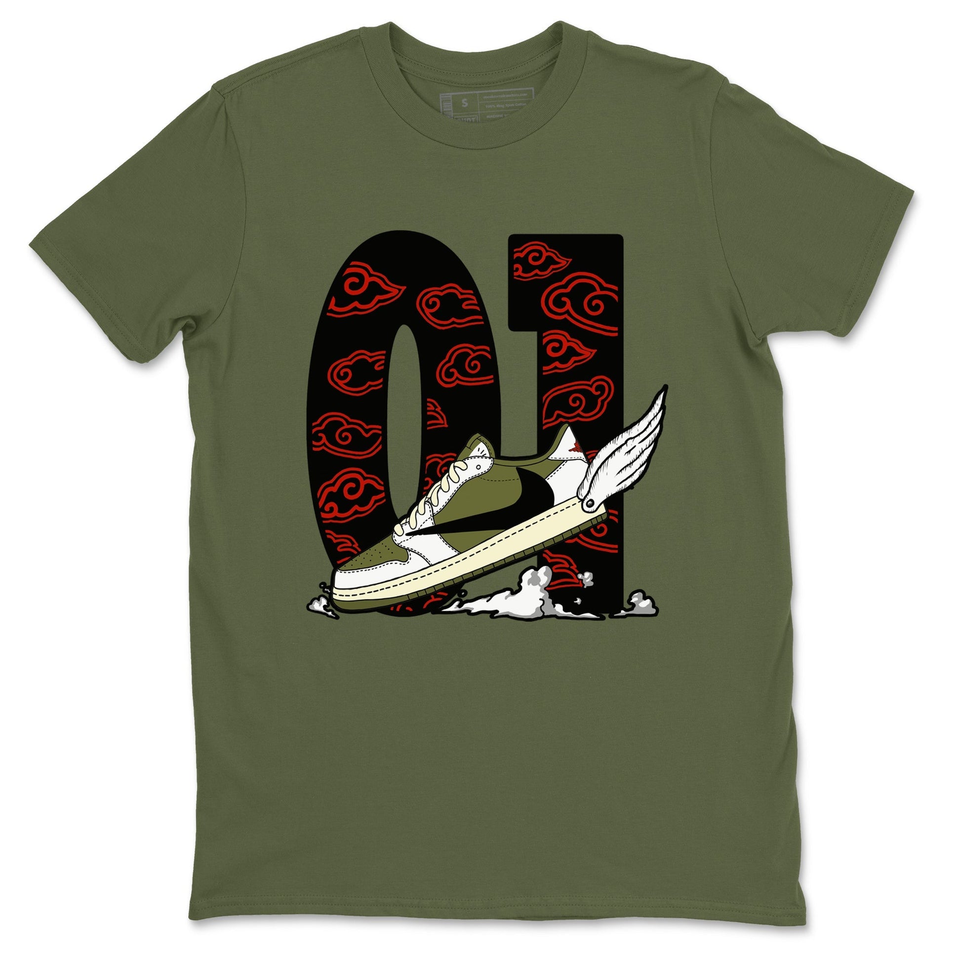 Fly To The Clouds Sneaker Tees - Air Jordan 1 Travis Scott Medium Olive