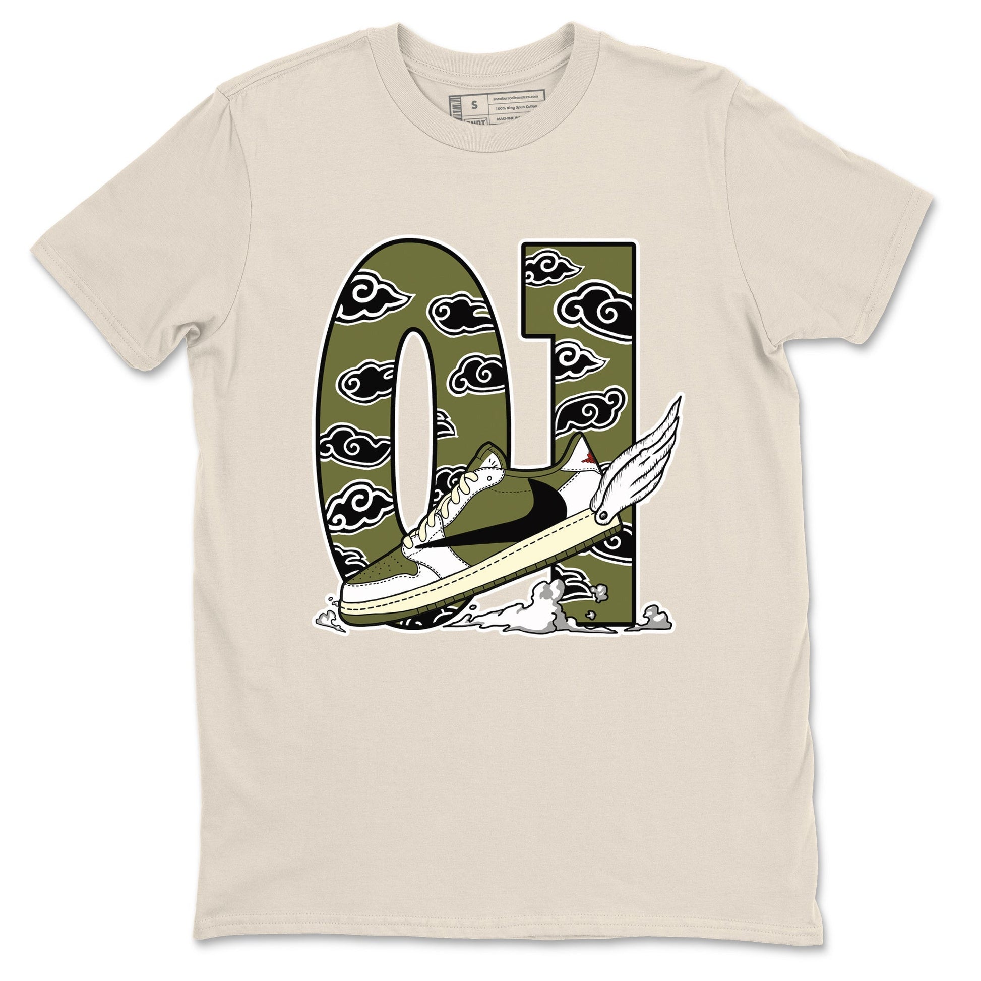 Fly To The Clouds Sneaker Tees - Air Jordan 1 Travis Scott Medium Olive