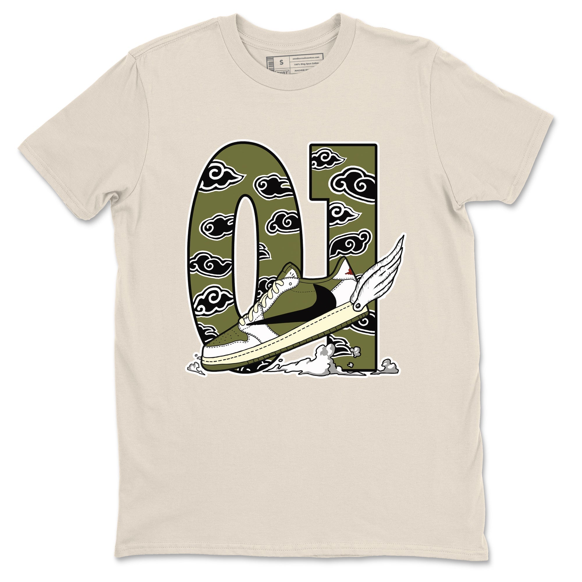 Fly To The Clouds Sneaker Tees - Air Jordan 1 Travis Scott Medium Olive