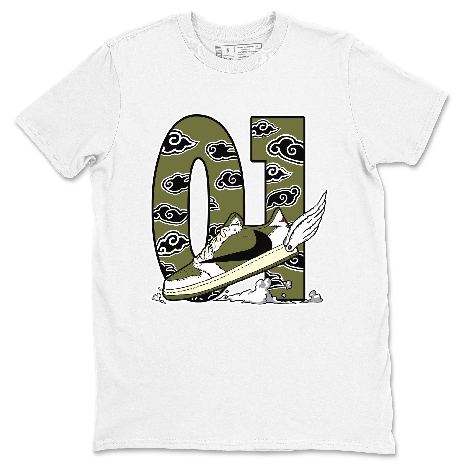 Fly To The Clouds Sneaker Tees - Air Jordan 1 Travis Scott Medium Olive