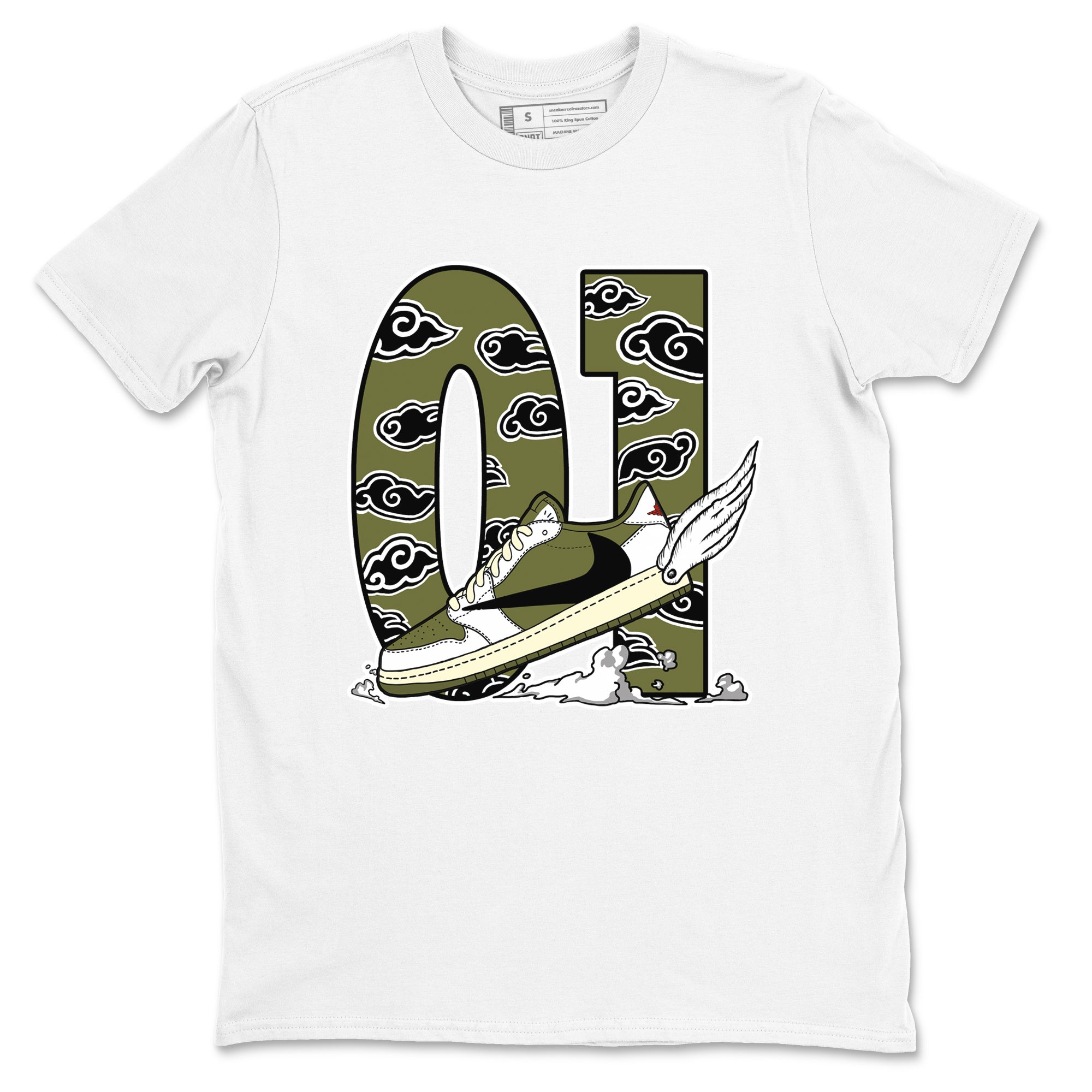 Fly To The Clouds Sneaker Tees - Air Jordan 1 Travis Scott Medium Olive