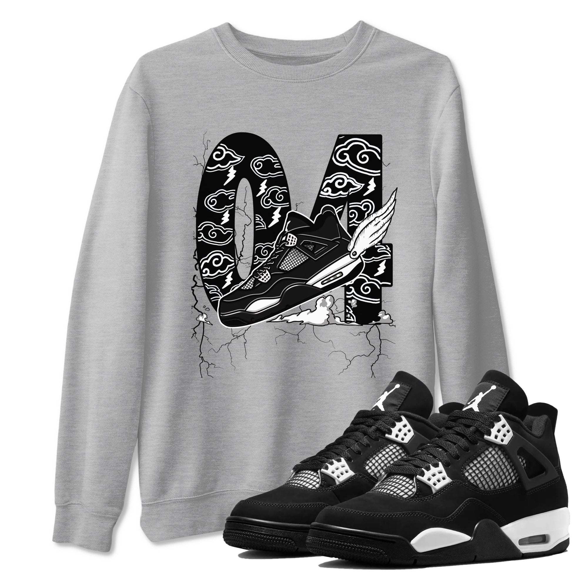 Fly To The Clouds Sneaker Tees - Air Jordan 4 White Thunder