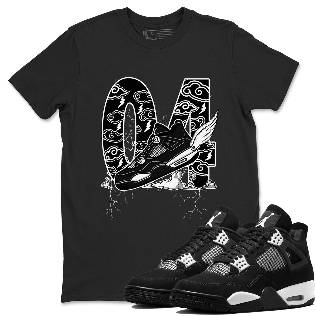 Fly To The Clouds Sneaker Tees - Air Jordan 4 White Thunder