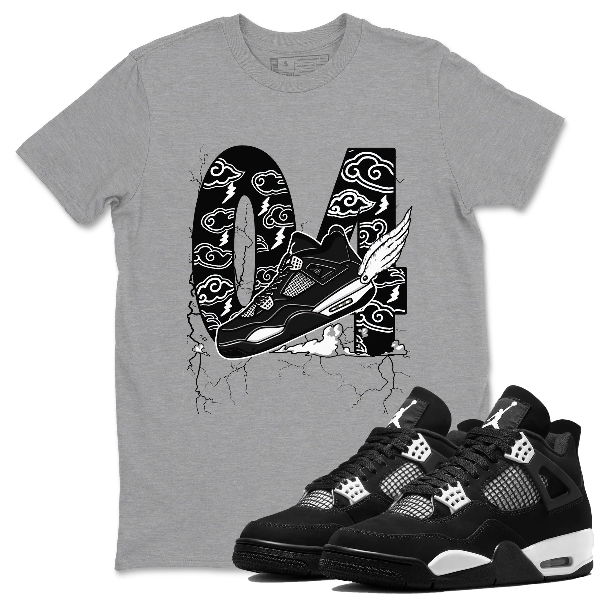 Fly To The Clouds Sneaker Tees - Air Jordan 4 White Thunder