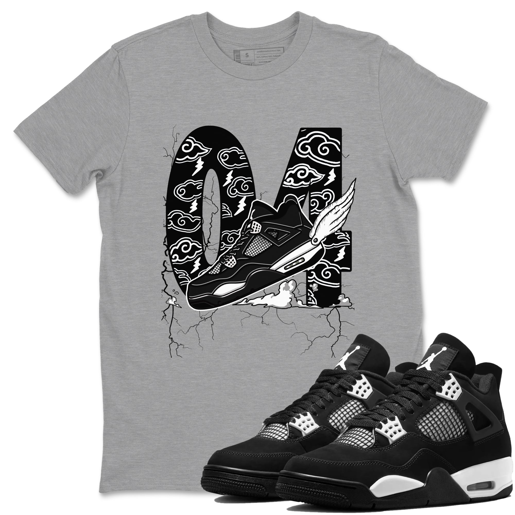 Fly To The Clouds Sneaker Tees - Air Jordan 4 White Thunder