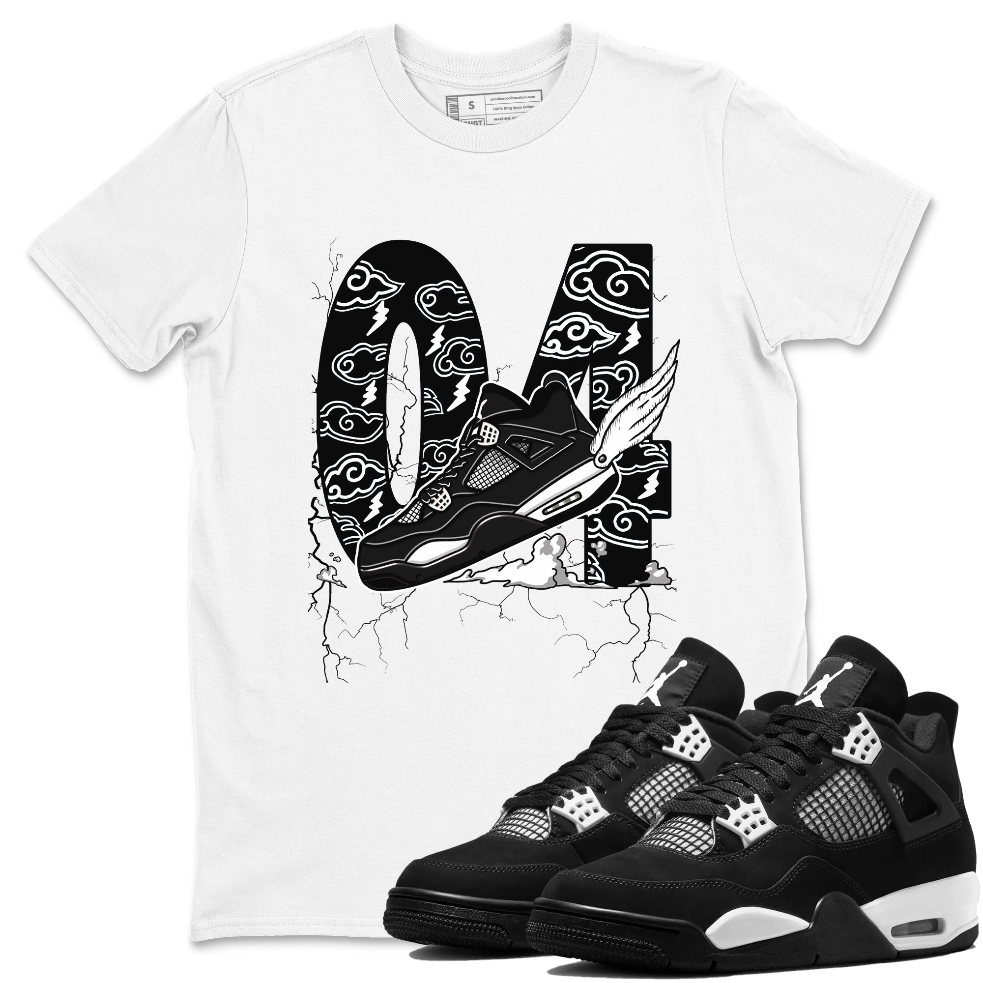 Fly To The Clouds Sneaker Tees - Air Jordan 4 White Thunder