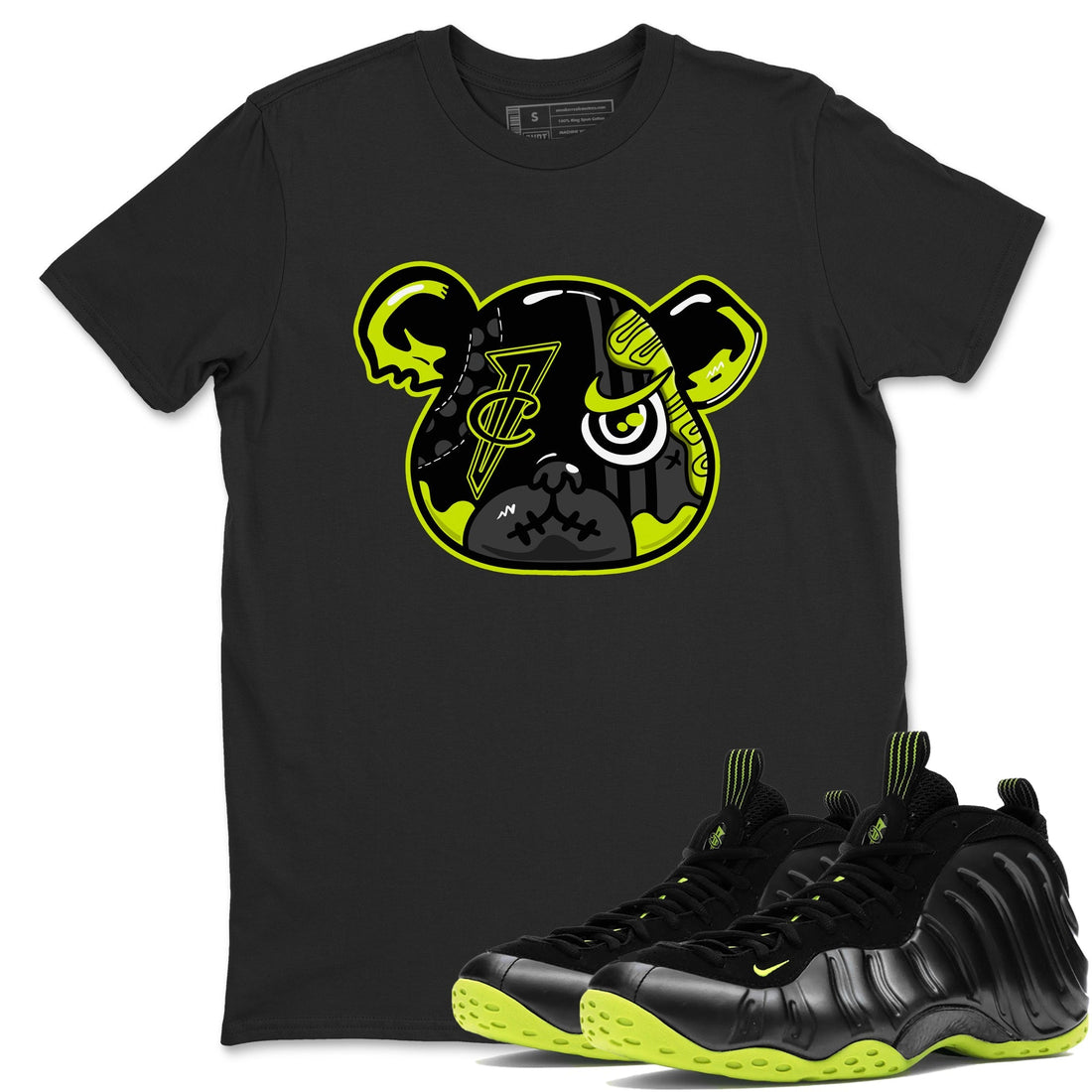 Foamposite Bear Sneaker Tees - Air Foamposite One Black Volt