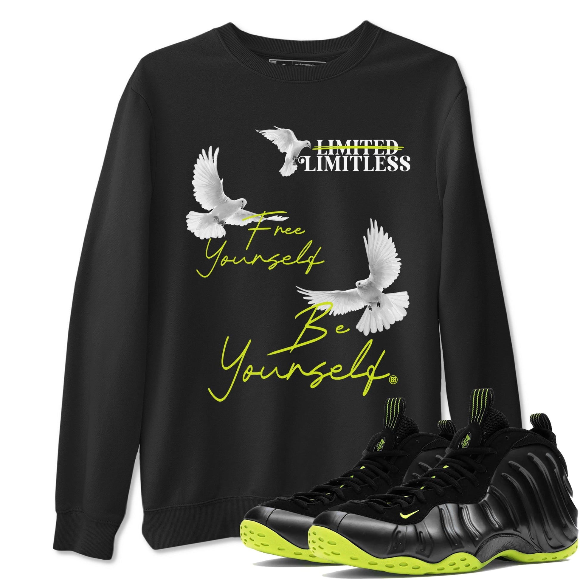 Free Yourself Be Yourself Sneaker Tees - Air Foamposite One Black Volt