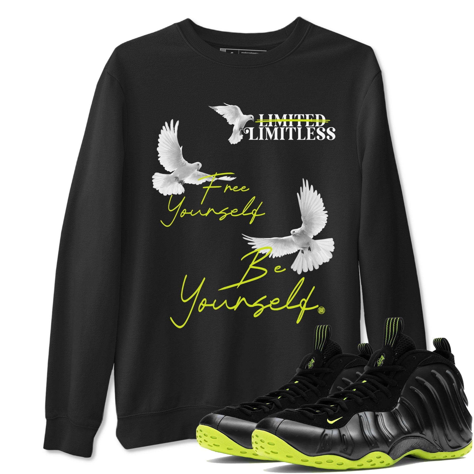 Free Yourself Be Yourself Sneaker Tees - Air Foamposite One Black Volt