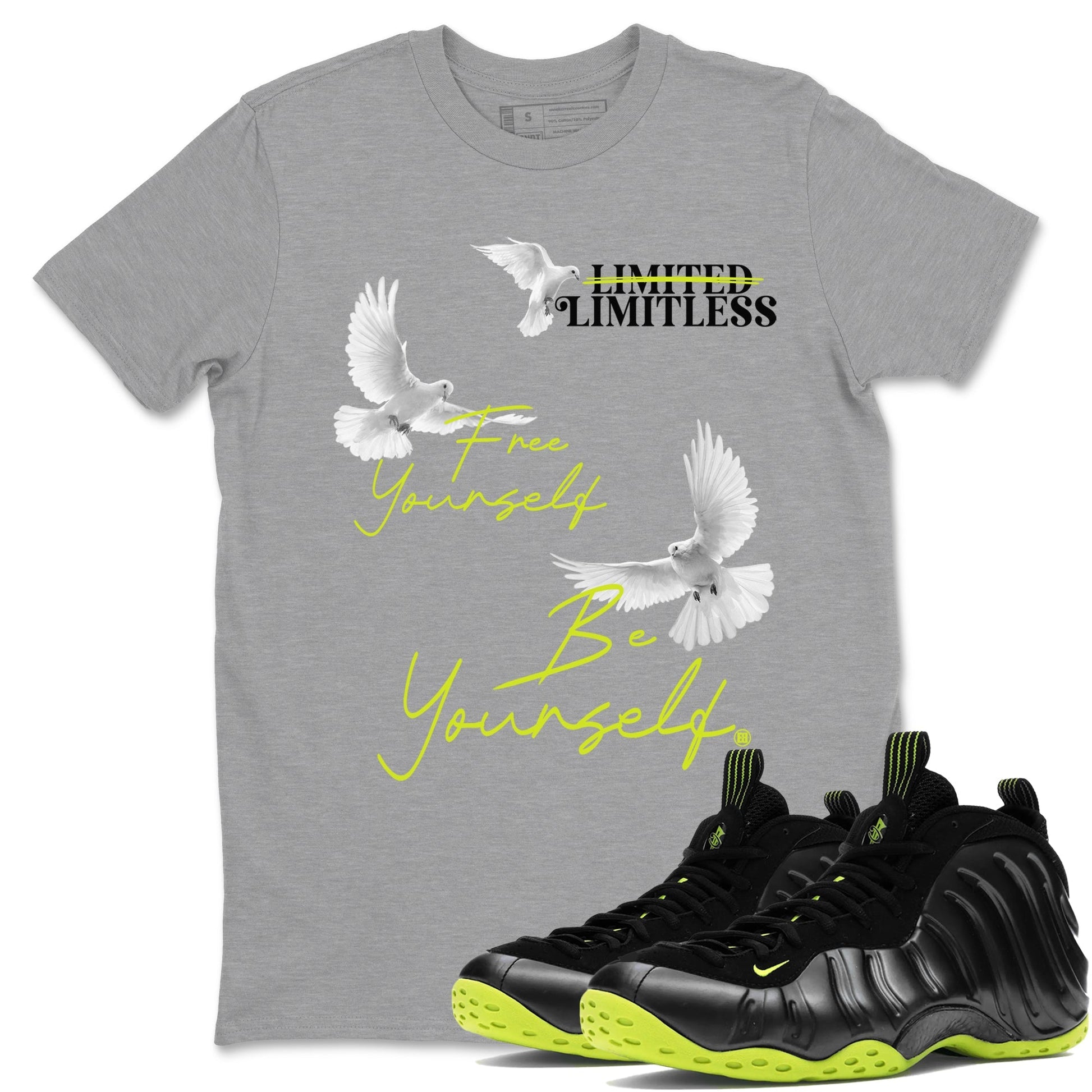 Free Yourself Be Yourself Sneaker Tees - Air Foamposite One Black Volt