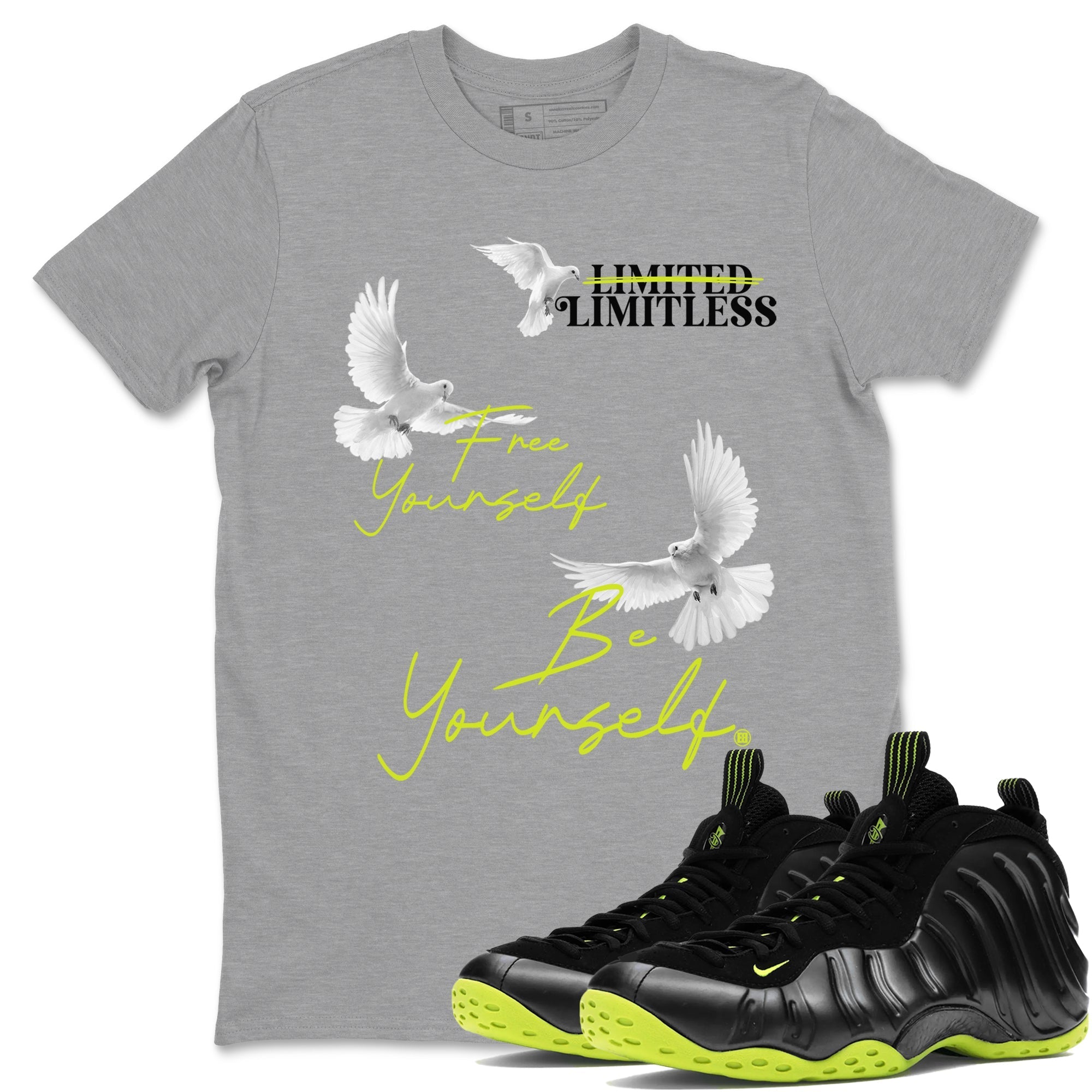 Free Yourself Be Yourself Sneaker Tees - Air Foamposite One Black Volt