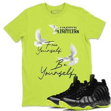 Free Yourself Be Yourself Sneaker Tees - Air Foamposite One Black Volt