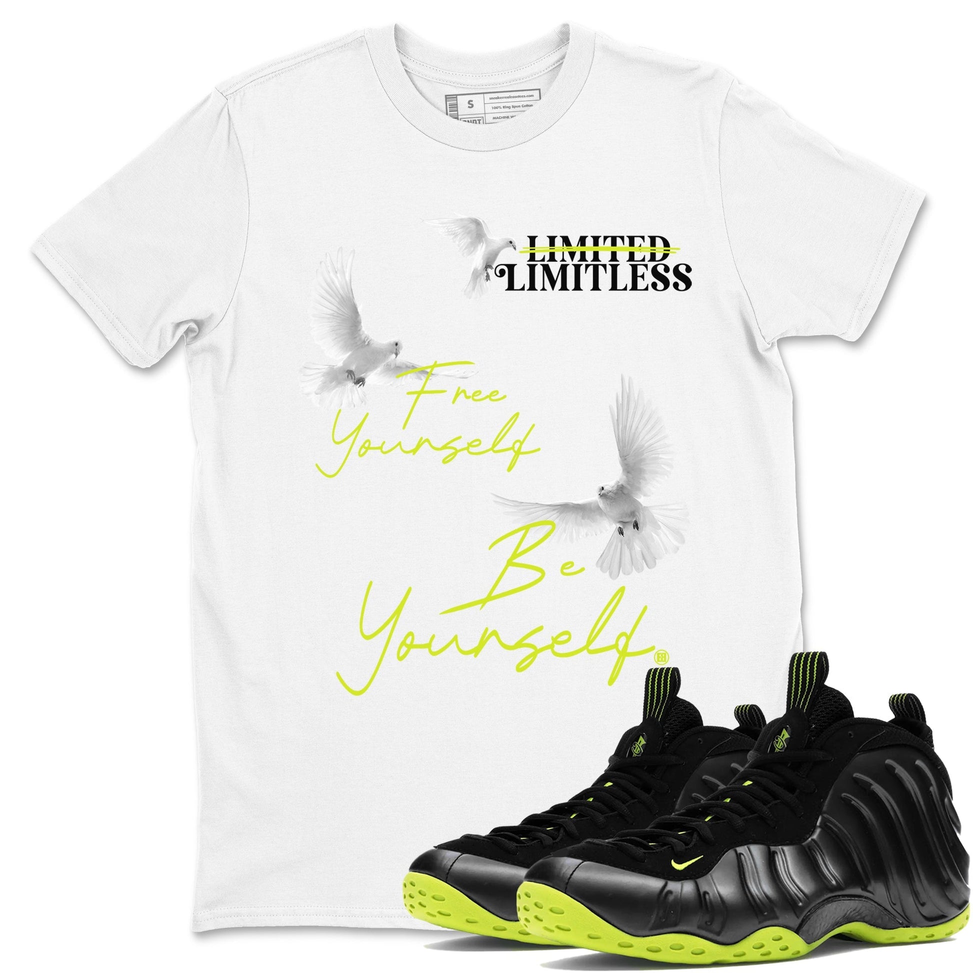 Free Yourself Be Yourself Sneaker Tees - Air Foamposite One Black Volt
