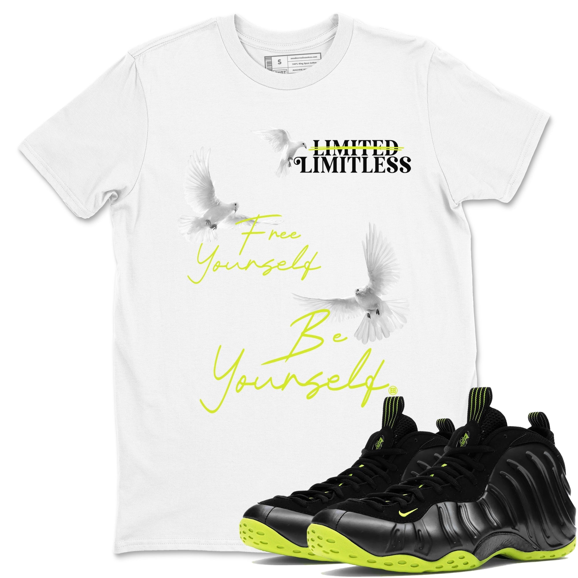 Free Yourself Be Yourself Sneaker Tees - Air Foamposite One Black Volt