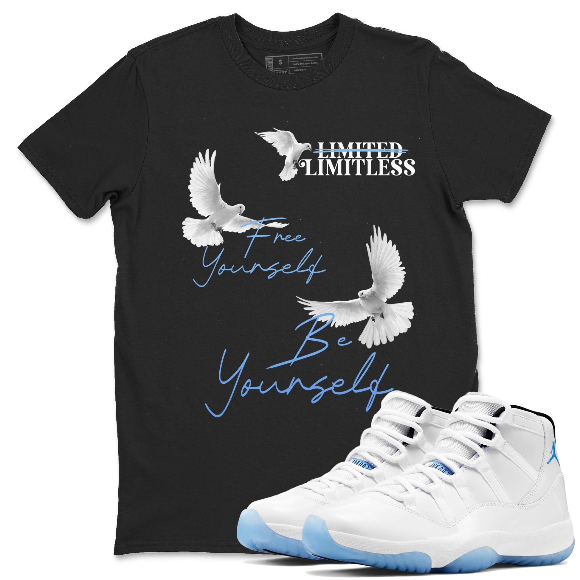 Free Yourself Be Yourself Sneaker Tees - Air Jordan 11 Legend Blue