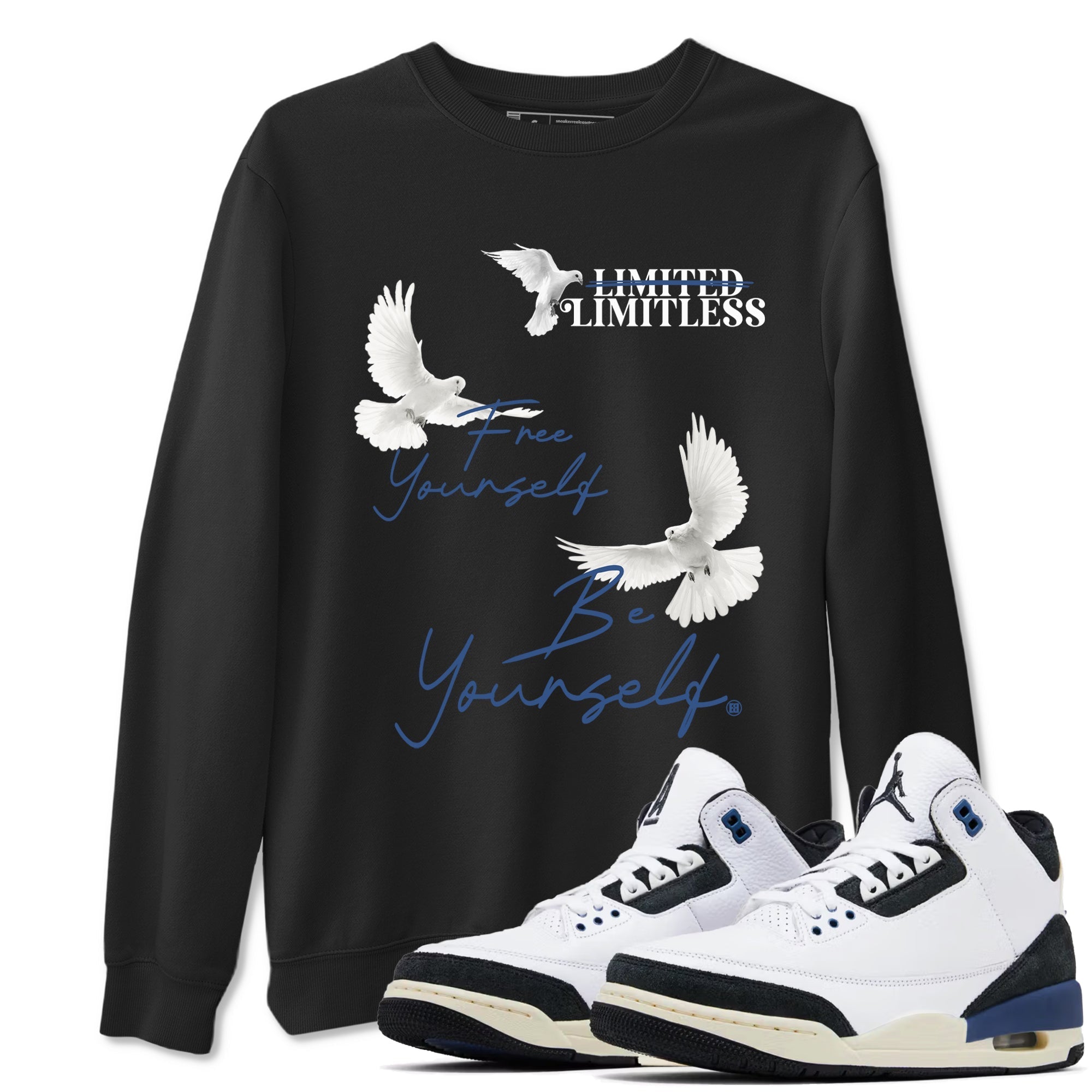 Free Yourself Be Yourself Sneaker Tees - Air Jordan 3 A Ma Maniere x Diffused Blue