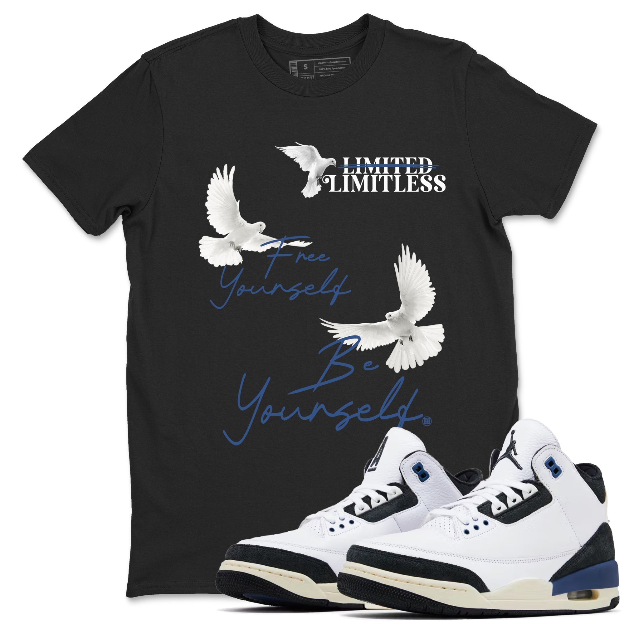Free Yourself Be Yourself Sneaker Tees - Air Jordan 3 A Ma Maniere x Diffused Blue