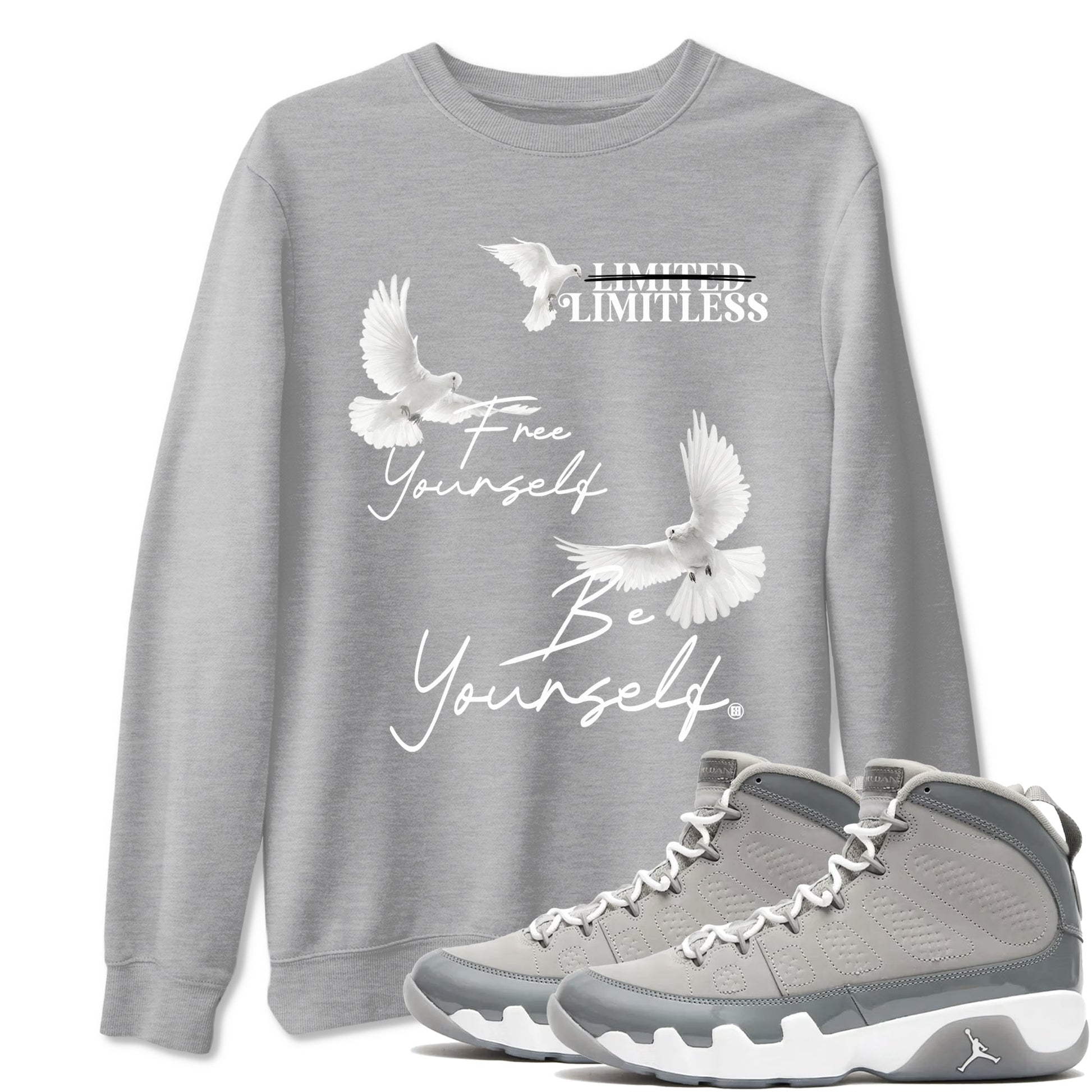 Free Yourself Be Yourself Sneaker Tees - Air Jordan 9 Cool Grey