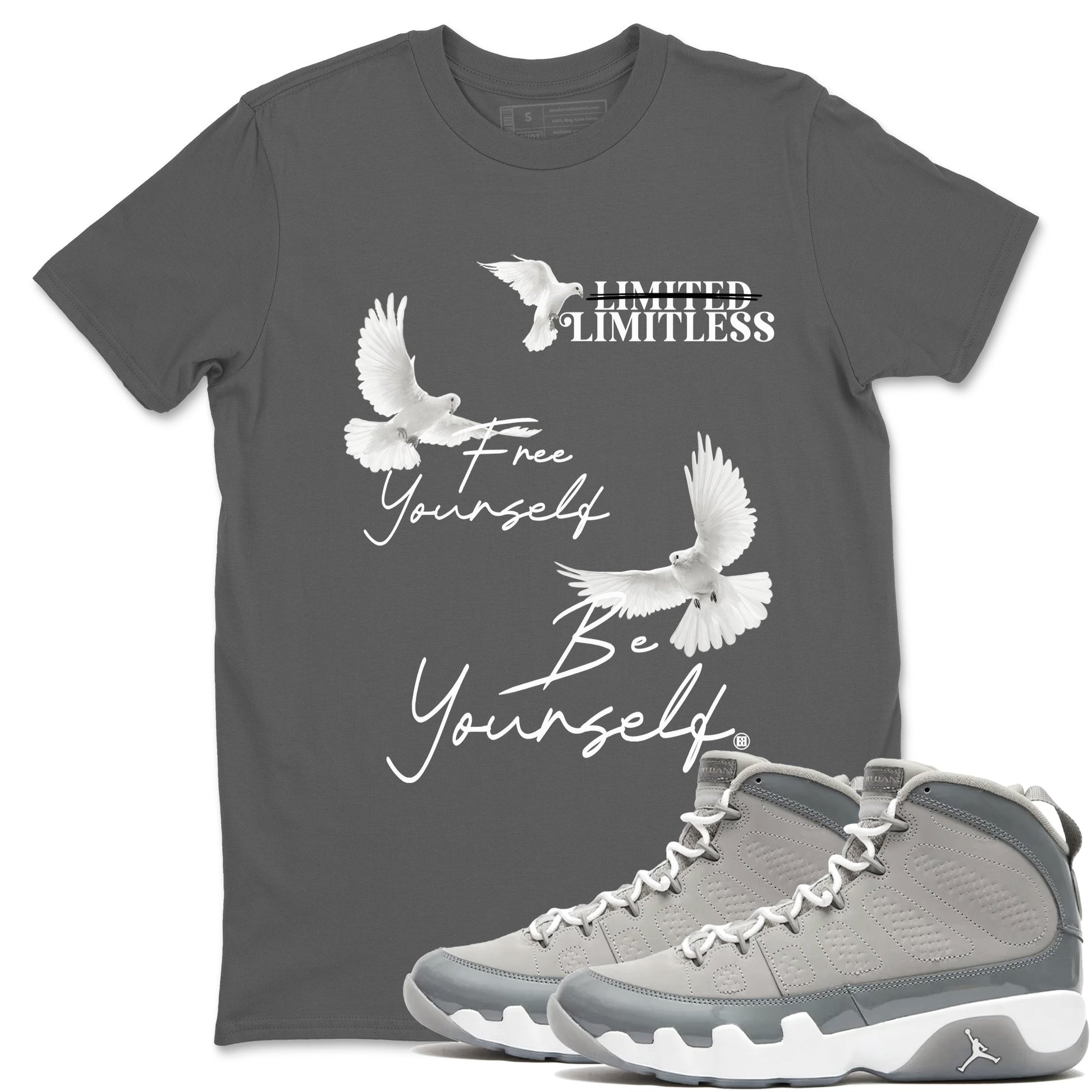 Free Yourself Be Yourself Sneaker Tees - Air Jordan 9 Cool Grey