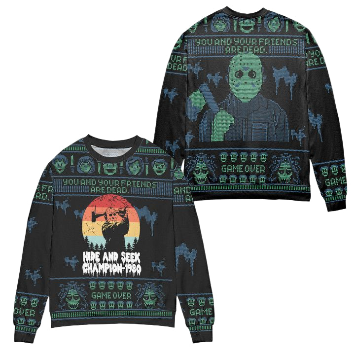 Friday The 13th Jason Voorhees Hide And Seek Champion 1980 Ugly Christmas Sweater ? Black ? Usalast
