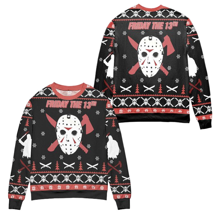 Friday The 13th Jason Voorhees Mask Ugly Christmas Sweater ? Black ? Usalast