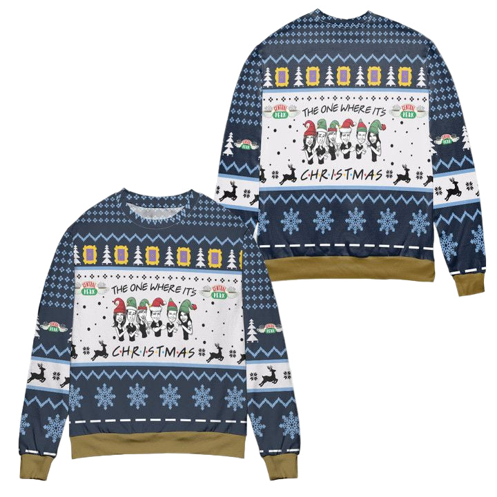 Friends Series The One Where Its Christmas Snowflake Ugly Christmas Sweater ? White Navy ? Usalast
