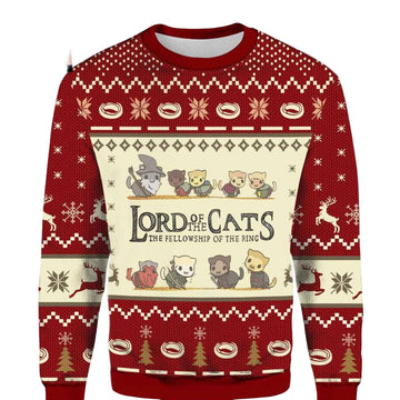 Funny Lord Of The Cats The Fellowship Of The Ring All Over Print 3D Ugly Christmas Sweater ? Usalast