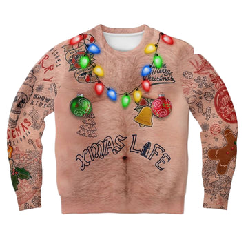 Funny Santa Party Tacky Lights Adult Gag Skull Santa 3d Ugly Christmas Sweater ? Usalast