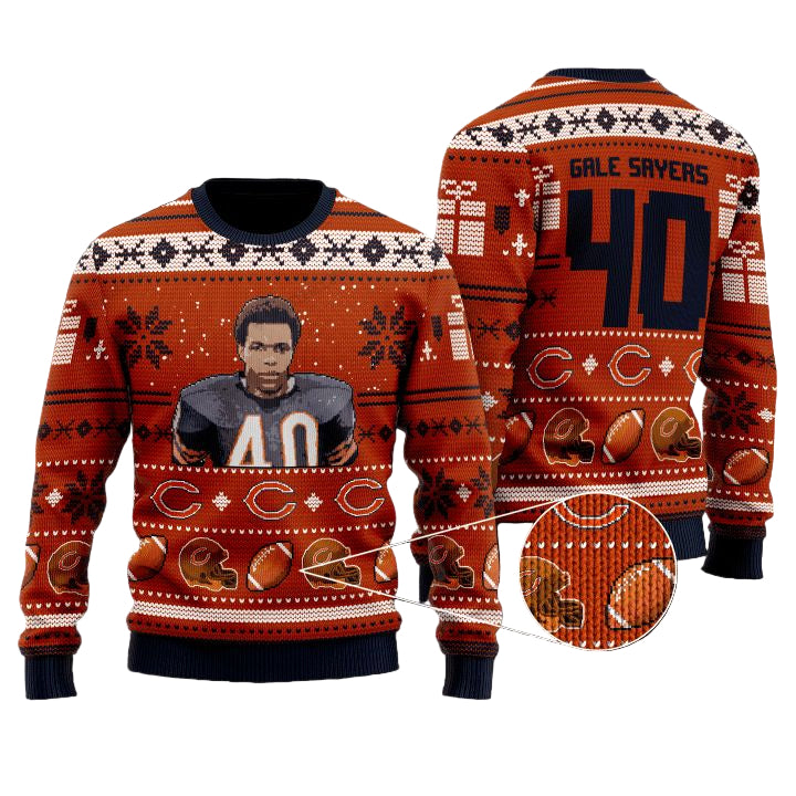 Gale Sayers 40 Chicago Bears Nfl Christmas Sweater ? Usalast
