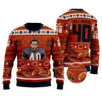 Gale Sayers 40 Chicago Bears Nfl Christmas Sweater ? Usalast