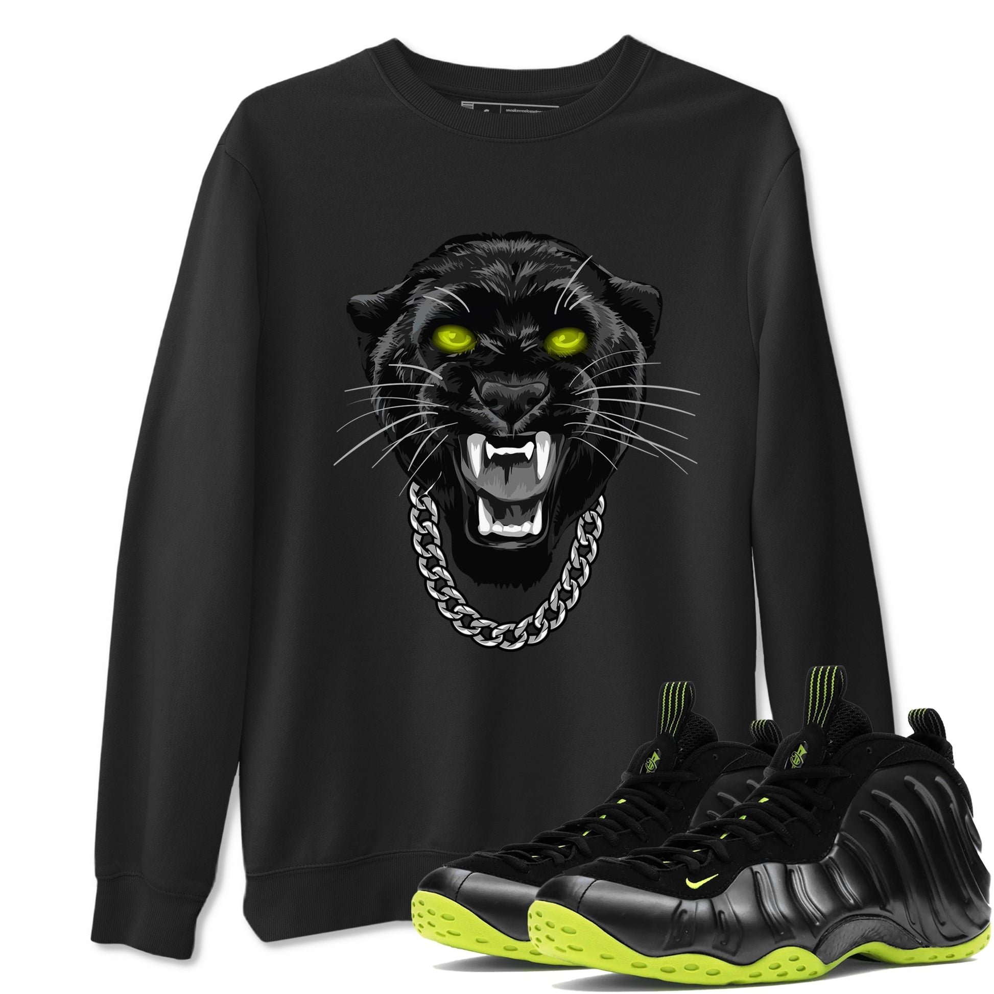 Gangster Black Cat Sneaker Tees - Air Foamposite One Black Volt