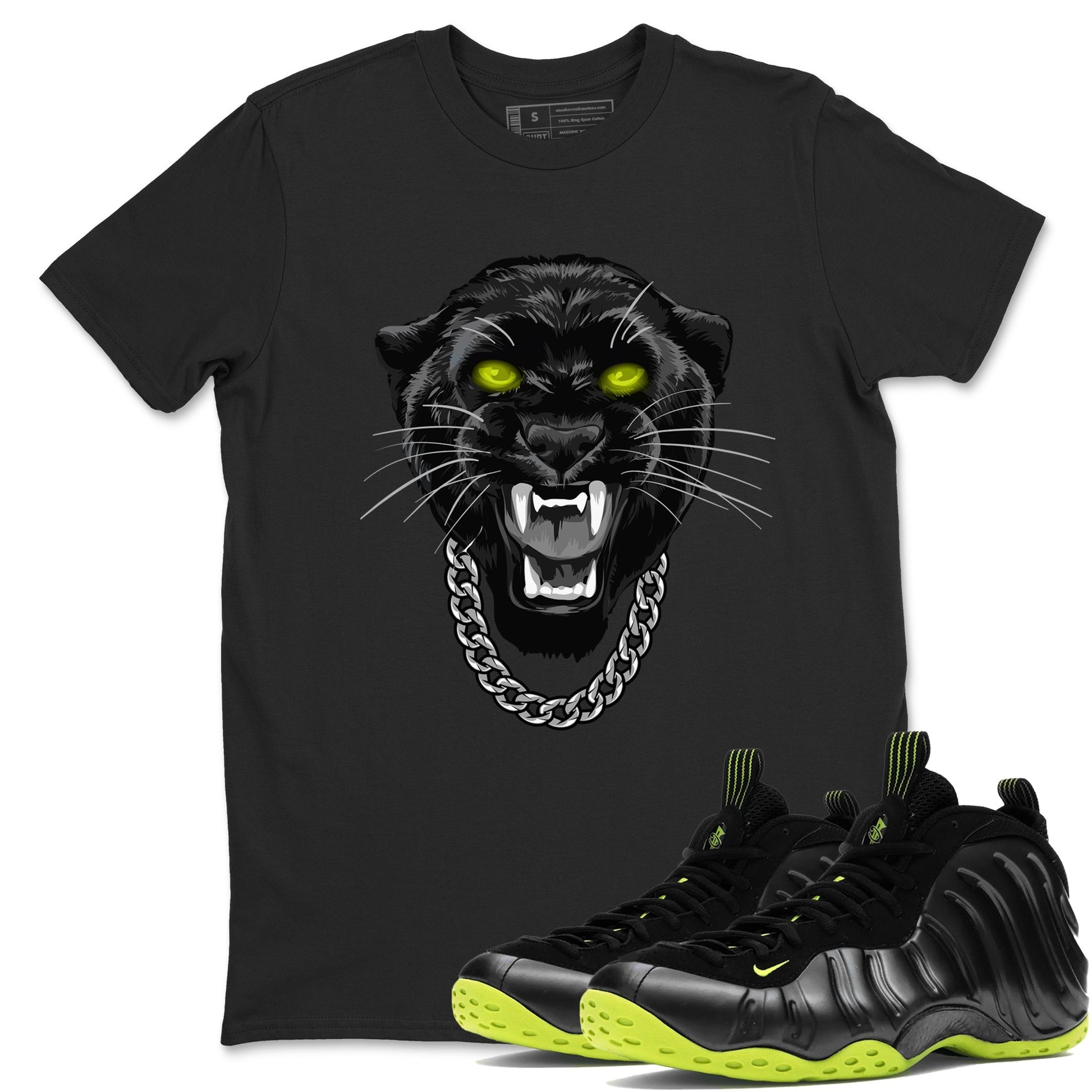 Gangster Black Cat Sneaker Tees - Air Foamposite One Black Volt