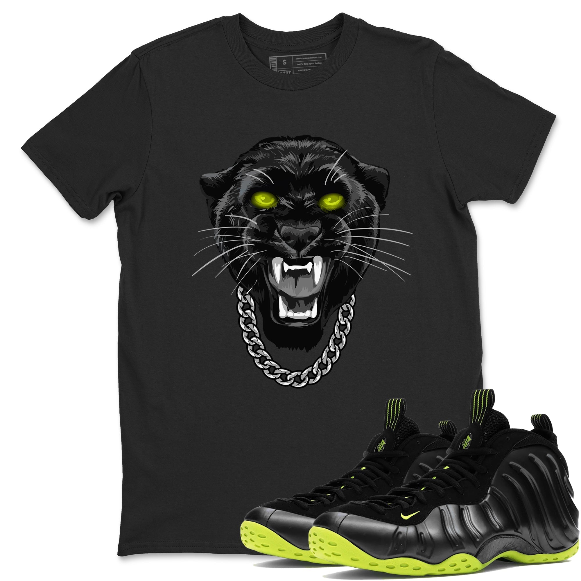 Gangster Black Cat Sneaker Tees - Air Foamposite One Black Volt