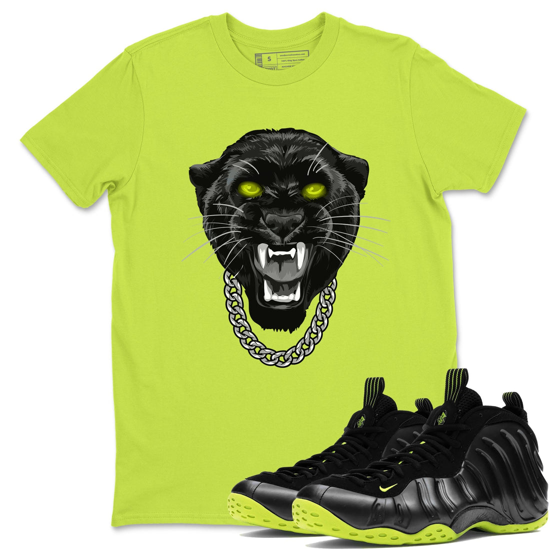 Gangster Black Cat Sneaker Tees - Air Foamposite One Black Volt
