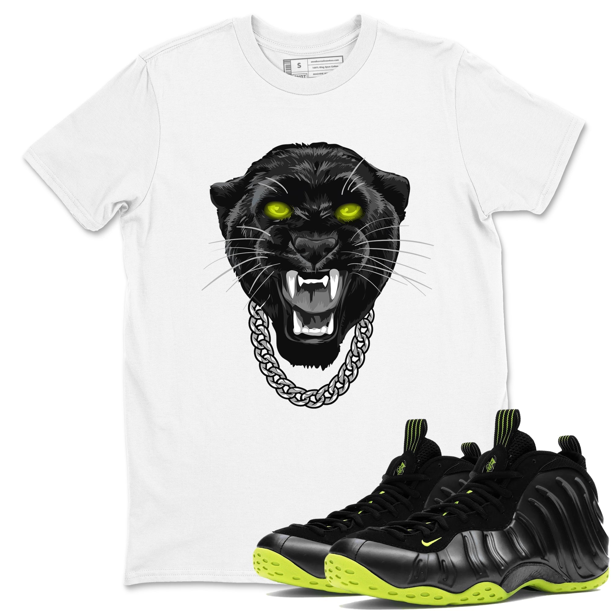 Gangster Black Cat Sneaker Tees - Air Foamposite One Black Volt