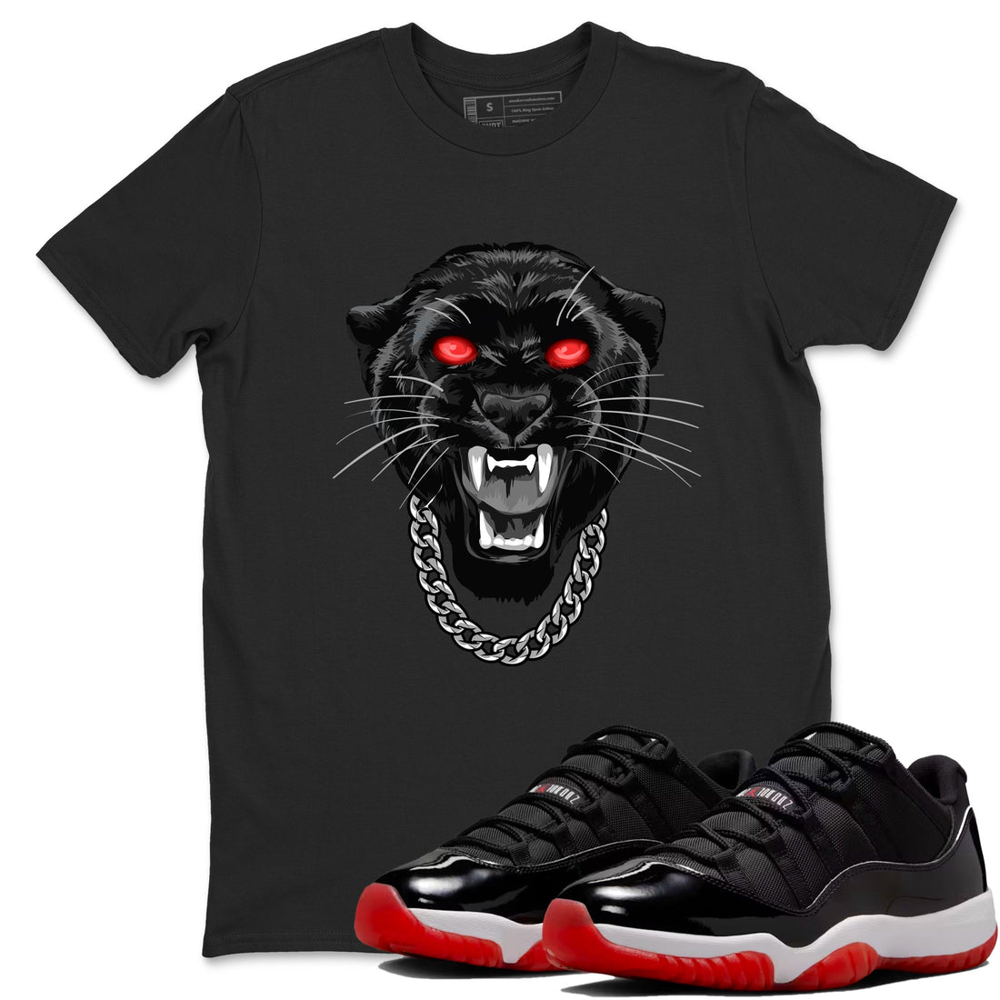 Gangster Black Cat Sneaker Tees - Air Jordan 11 Bred