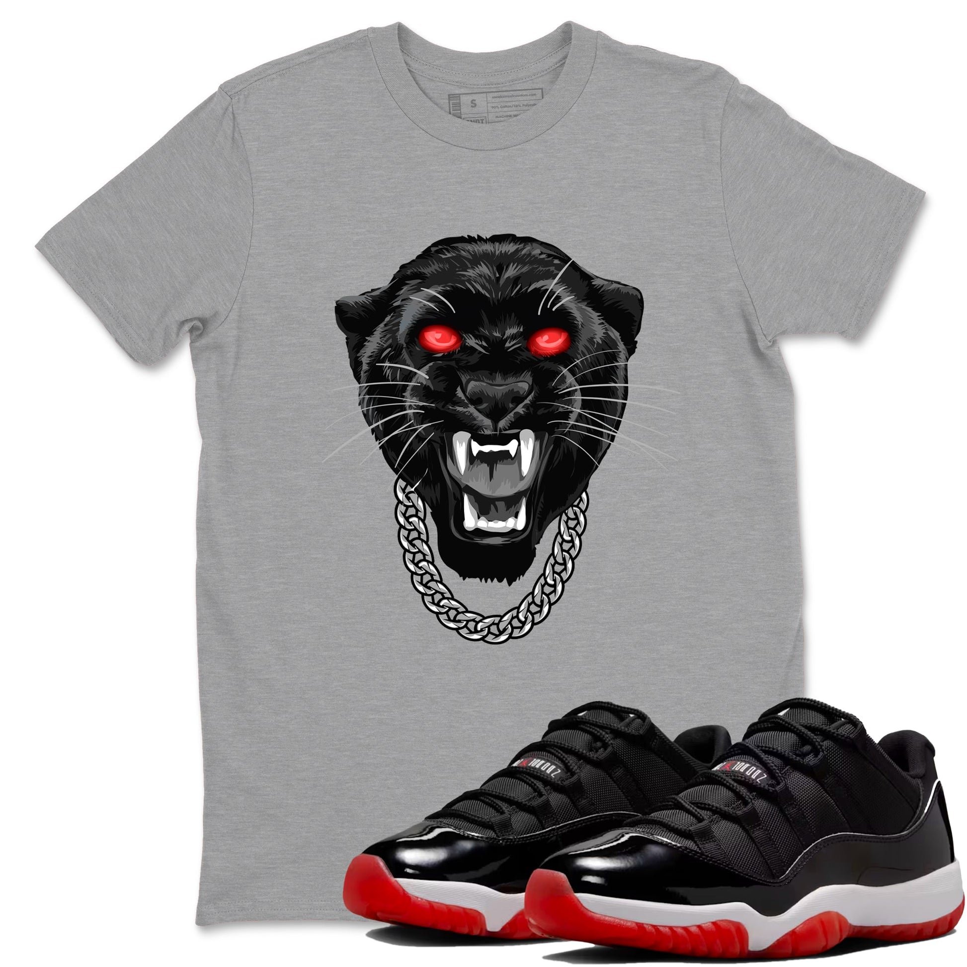 Gangster Black Cat Sneaker Tees - Air Jordan 11 Bred