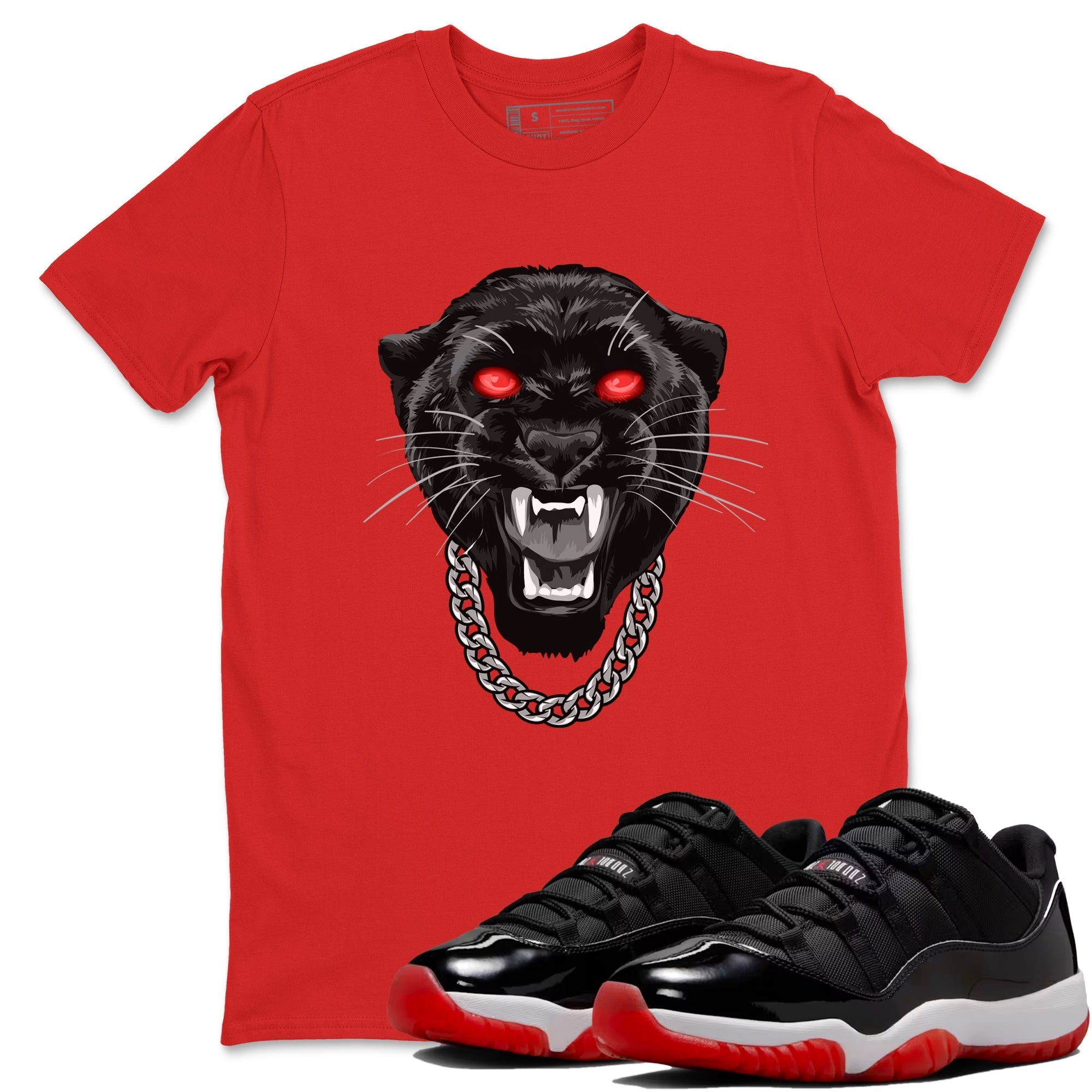 Gangster Black Cat Sneaker Tees - Air Jordan 11 Bred