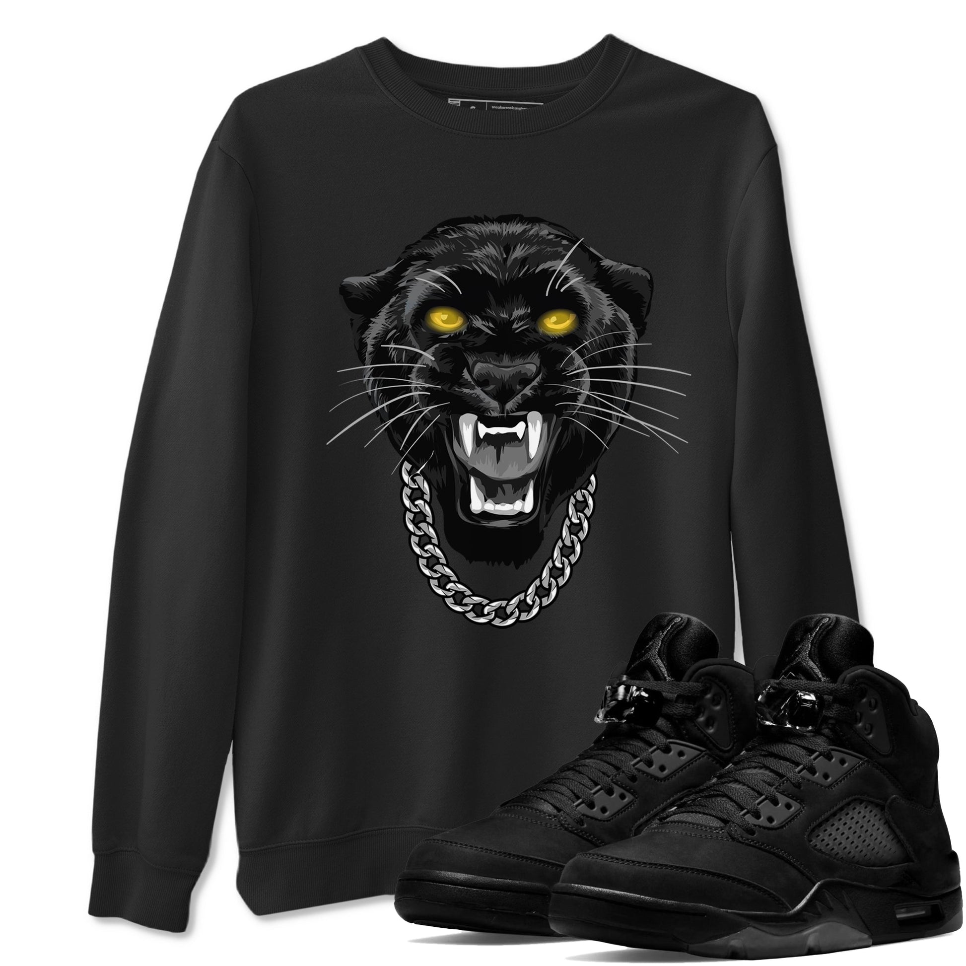 Gangster Black Cat Sneaker Tees - Air Jordan 5 Black Cat