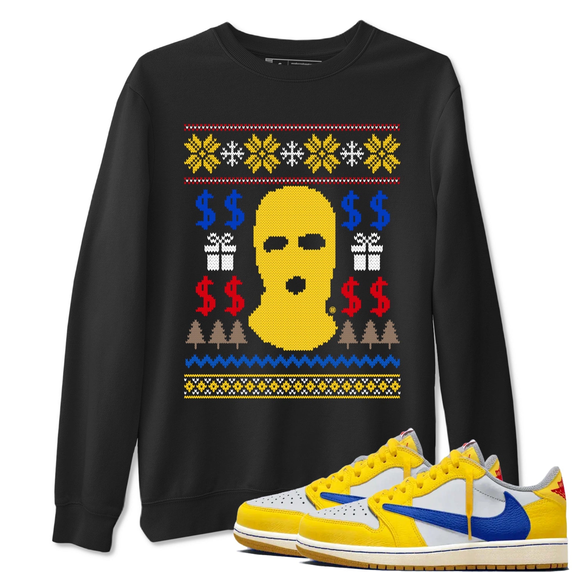 Gangster Ugly Sweater Sneaker Tees - Air Jordan 1 Travis Scott Canary