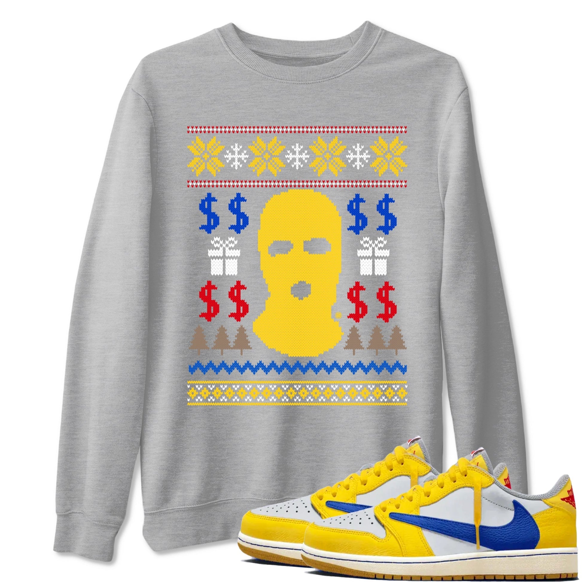 Gangster Ugly Sweater Sneaker Tees - Air Jordan 1 Travis Scott Canary