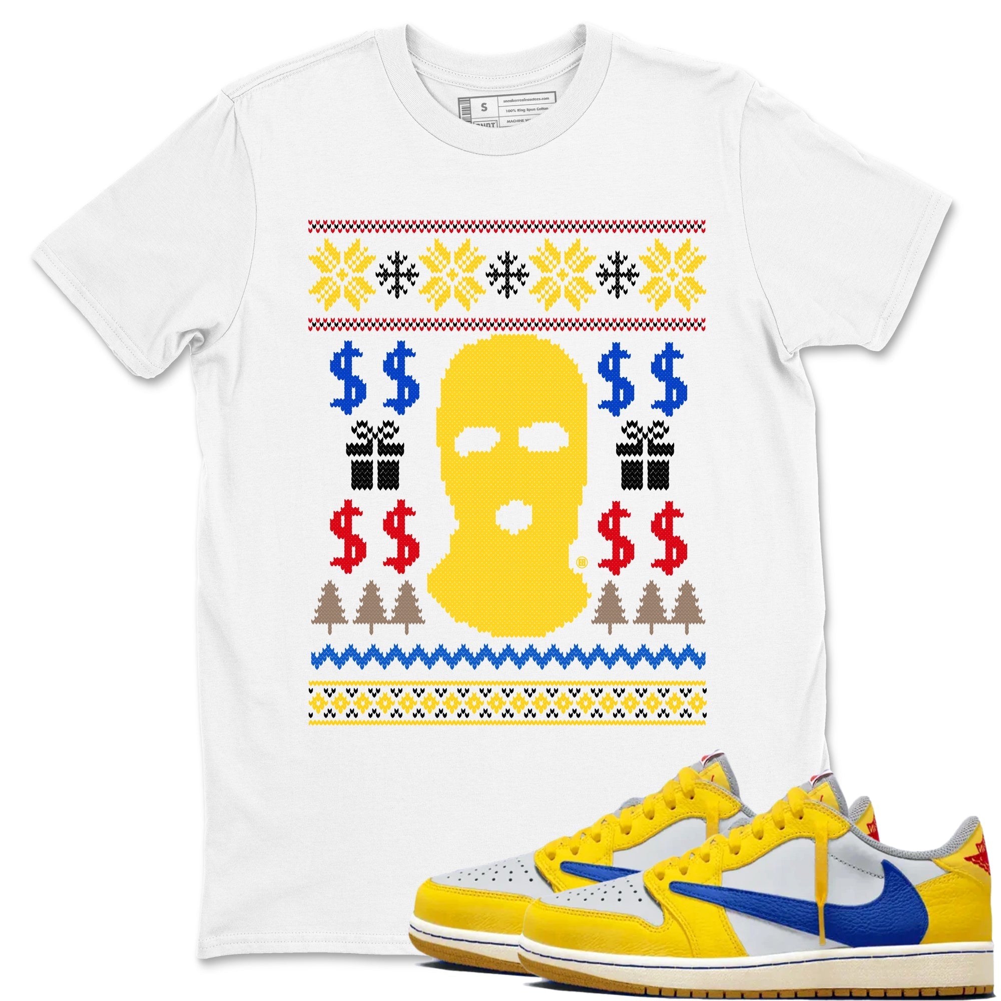 Gangster Ugly Sweater Sneaker Tees - Air Jordan 1 Travis Scott Canary