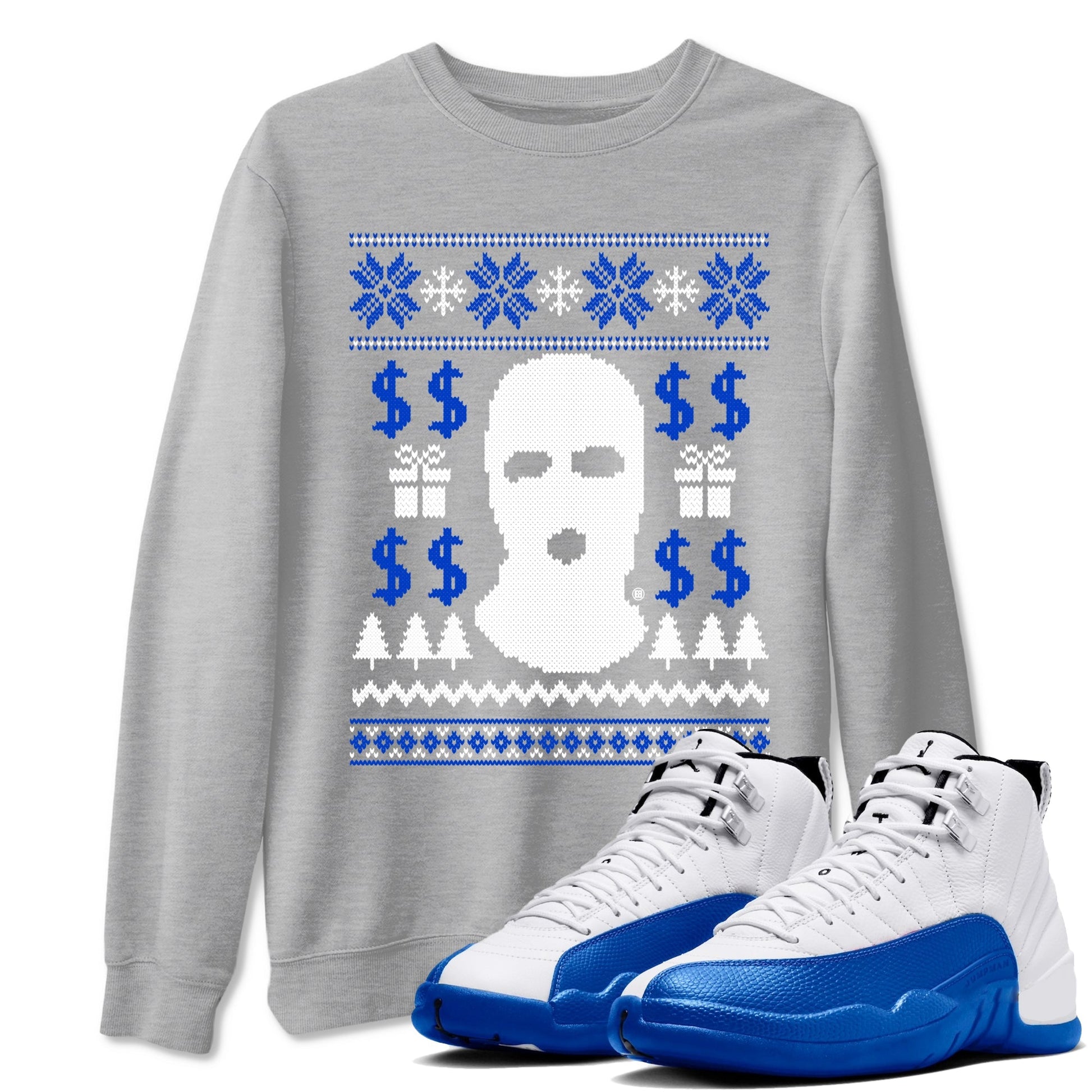 Gangster Ugly Sweater Sneaker Tees - Air Jordan 12 Blueberry