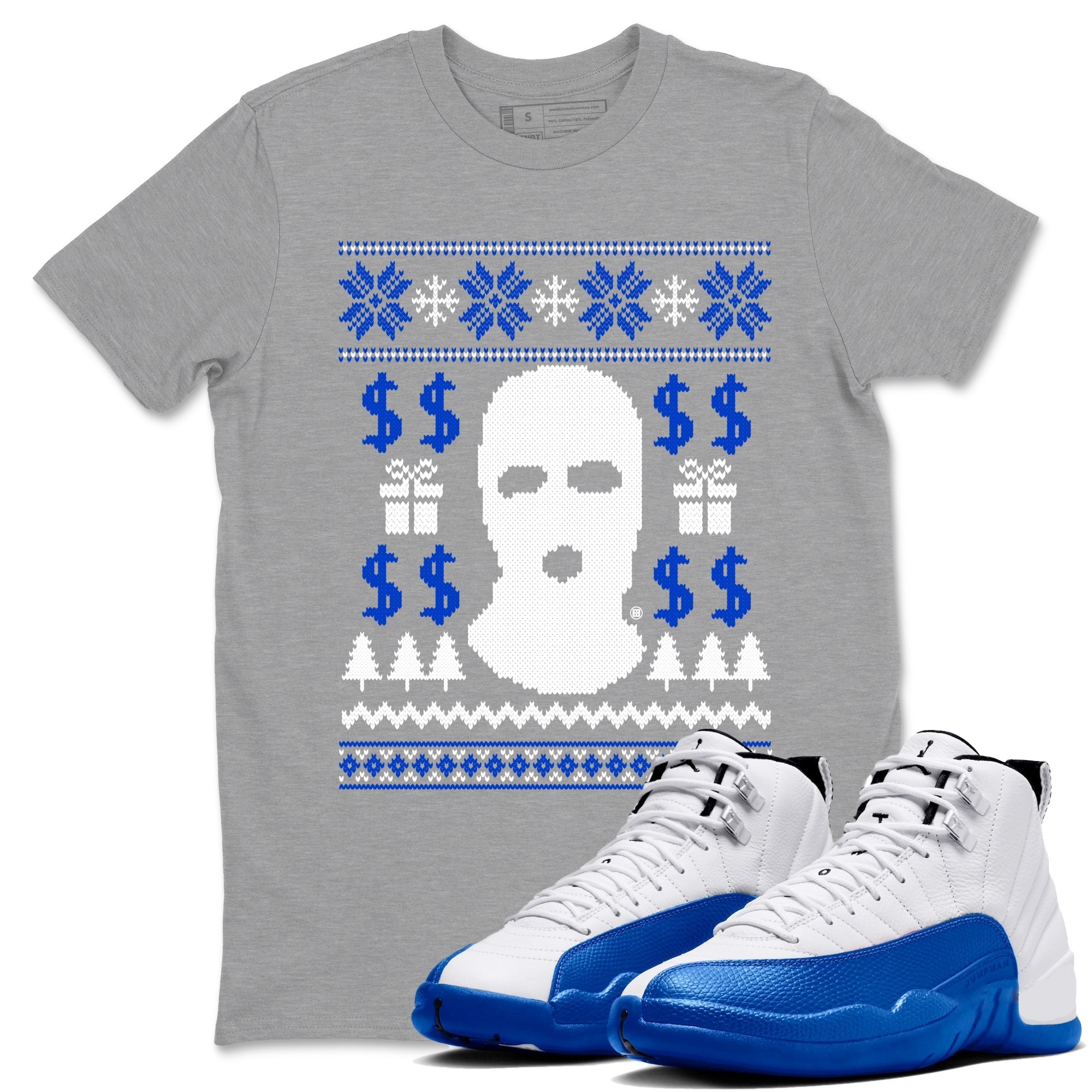 Gangster Ugly Sweater Sneaker Tees - Air Jordan 12 Blueberry