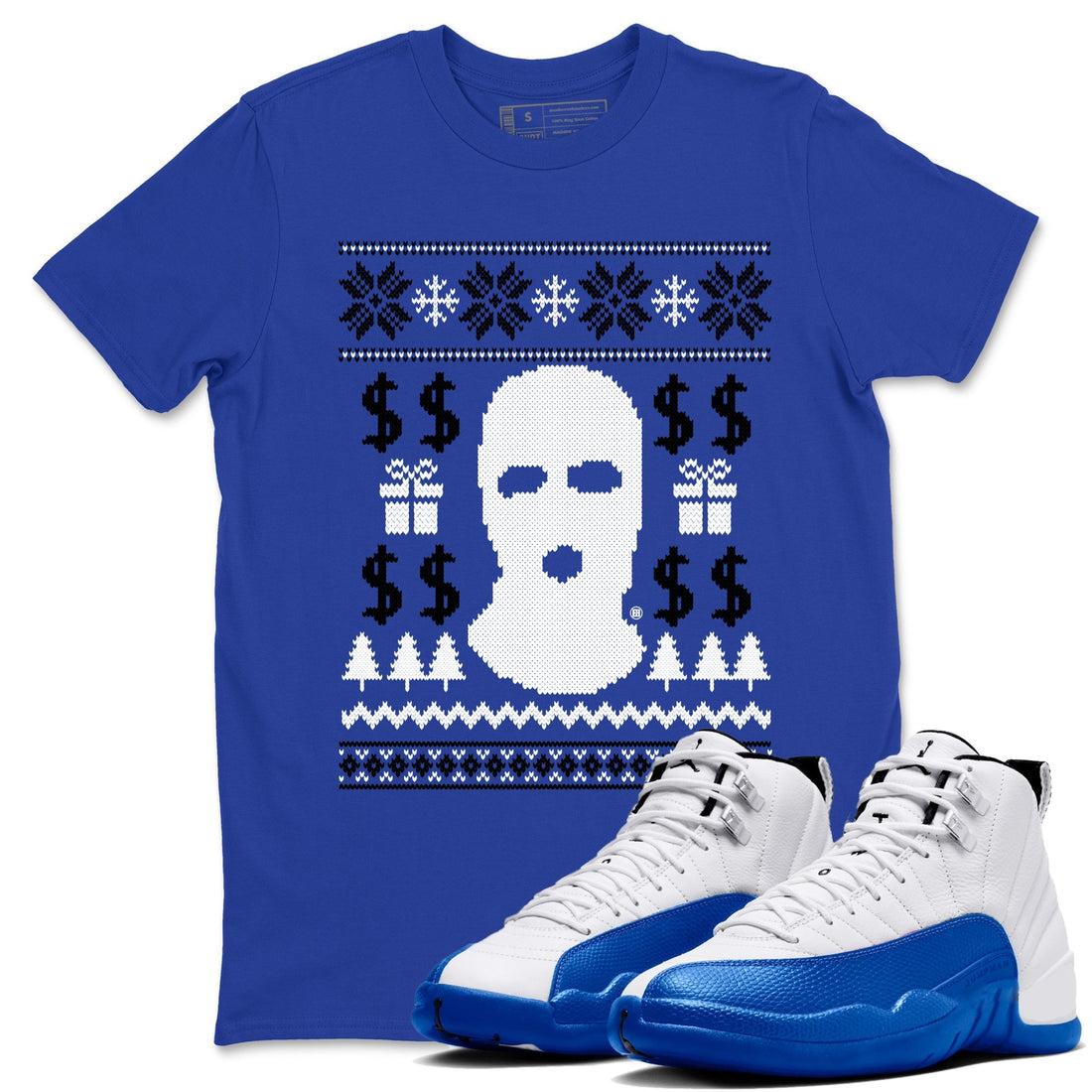 Gangster Ugly Sweater Sneaker Tees - Air Jordan 12 Blueberry