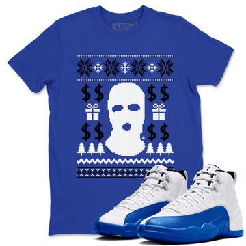 Gangster Ugly Sweater Sneaker Tees - Air Jordan 12 Blueberry