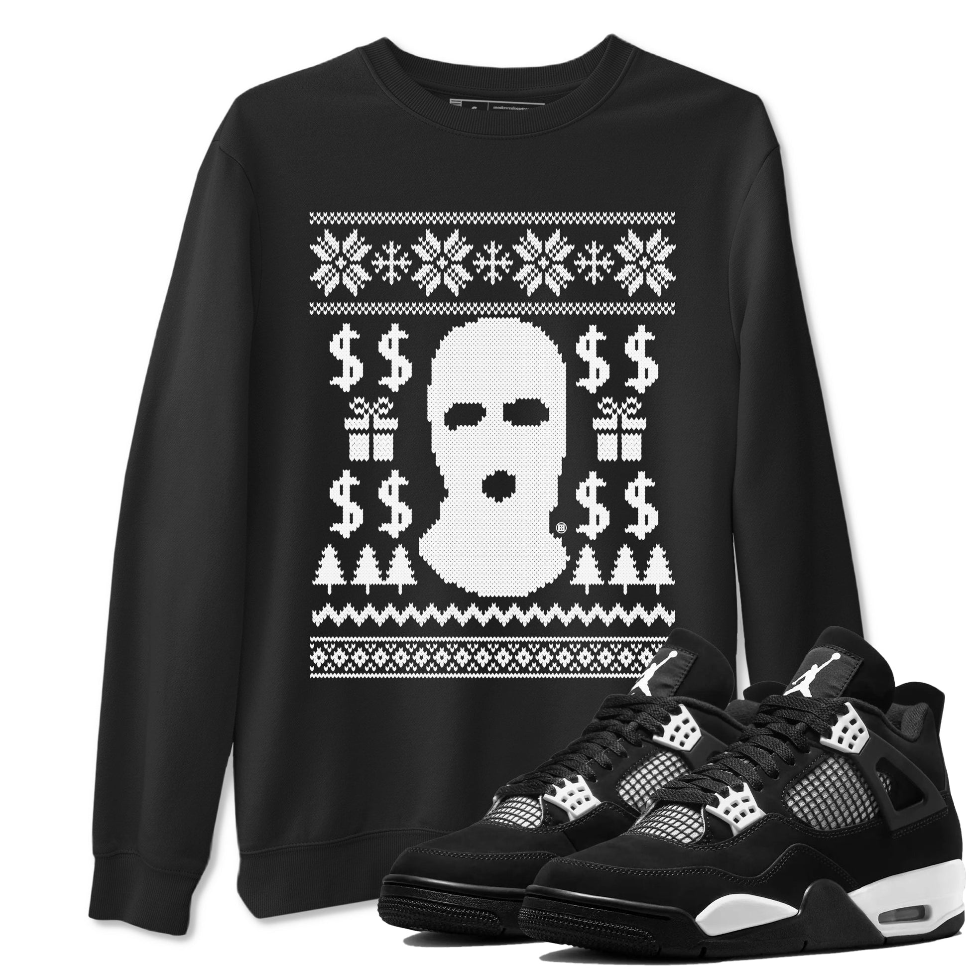Gangster Ugly Sweater Sneaker Tees - Air Jordan 4 White Thunder