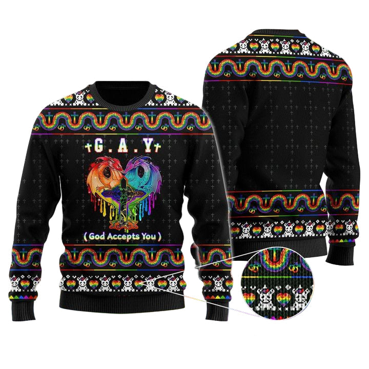 Gay God Accept You LGBT Jesus Ugly Christmas Sweater ? Usalast