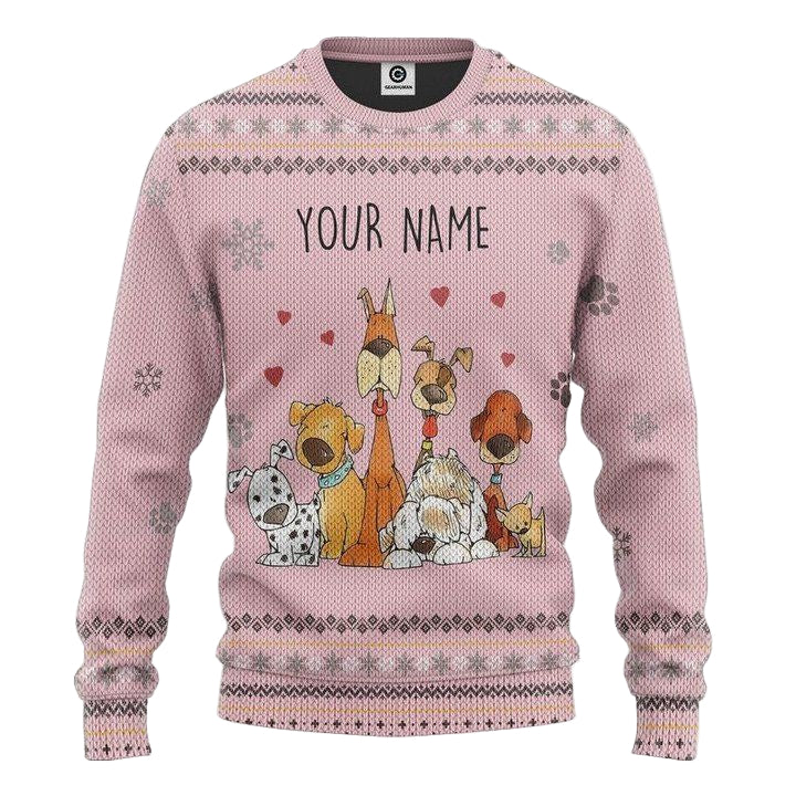 Gearhuman Dogs Make Me Happy Custom Name Christmas Ugly Sweater Apparel Personalized Trending Gift Hoodie ? Usalast